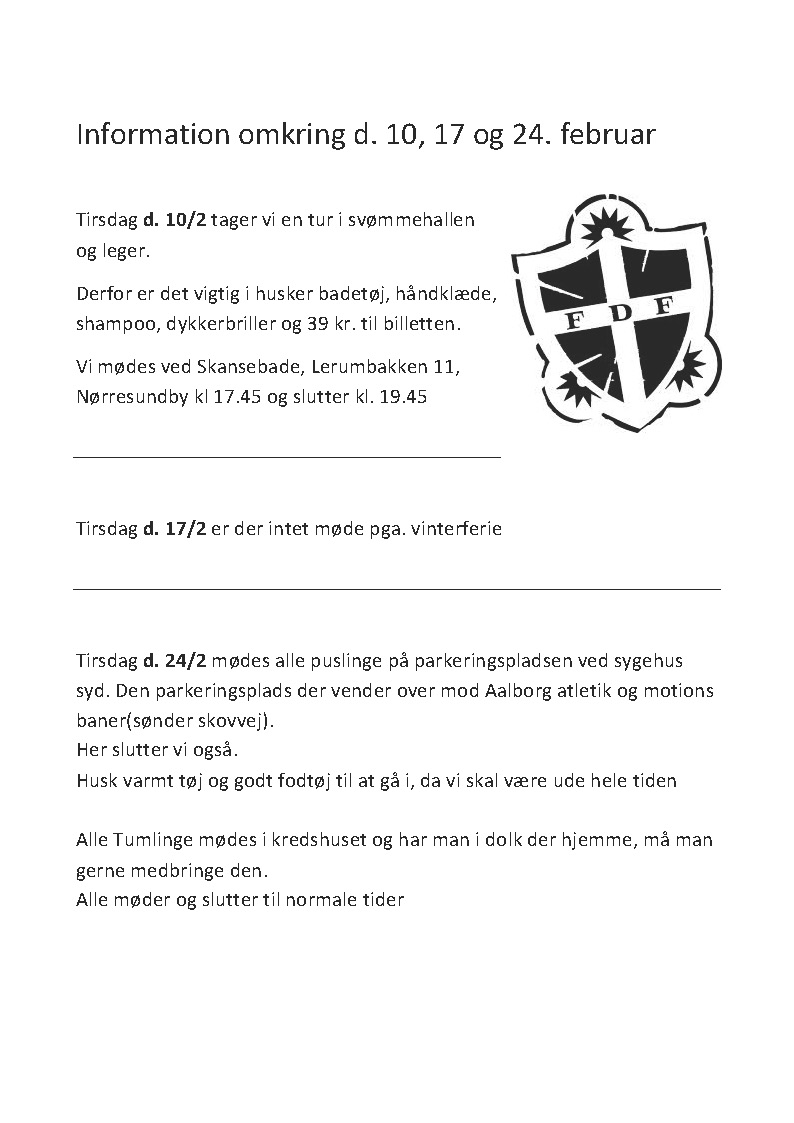 Pusling/Tumling program for de næste 3 uger